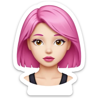 woman Pink lips, deifferent hair. sticker