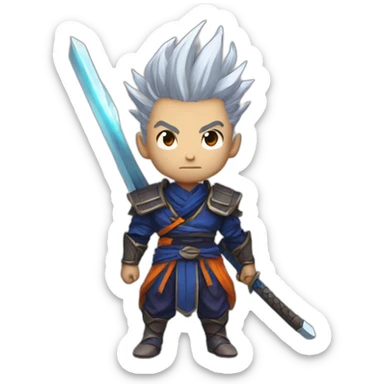 yasuo from lol with the style of dragon ball z sticker