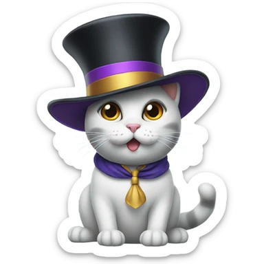 a cat with a magician hat  sticker