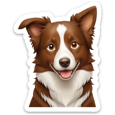 happy Brown Border Collie sitting sticker