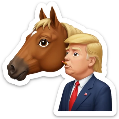 Donald trump kissing a horse named bubba ( the name bubba on its collar) sticker