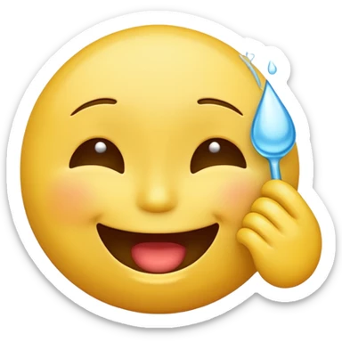 laughing emoji wiping tear sticker
