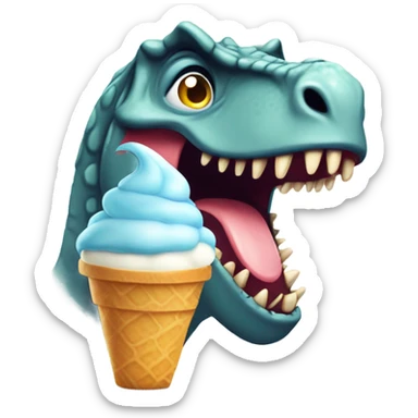 Dinosaurio riendo y comiendo helado sticker