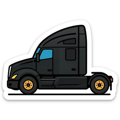 2025 Kenworth T680, black, side view, detailed vector illustration sticker
