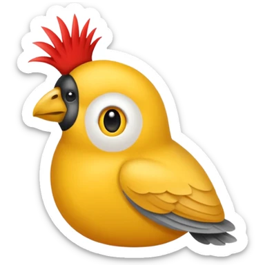 Calopsita com cabeça amarela, corpo cinza, topete, cauda longa e bochechas vermelhas sticker