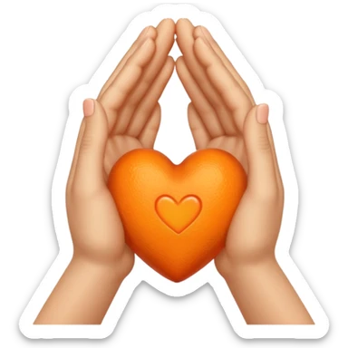 Pray hands + orange heart sticker