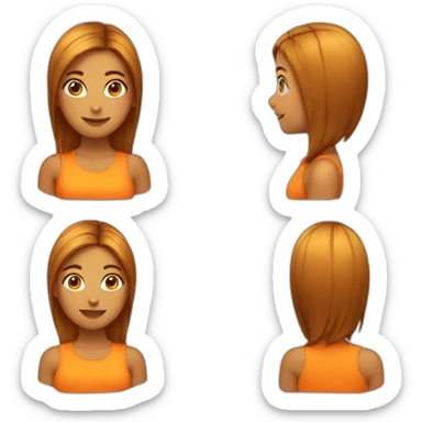 chica pelo largo liso naranja sticker