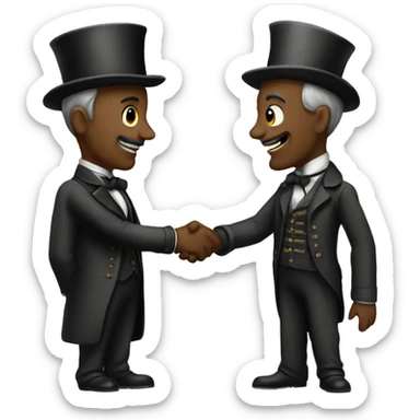 Victorian man meets another man and they shake hands sticker