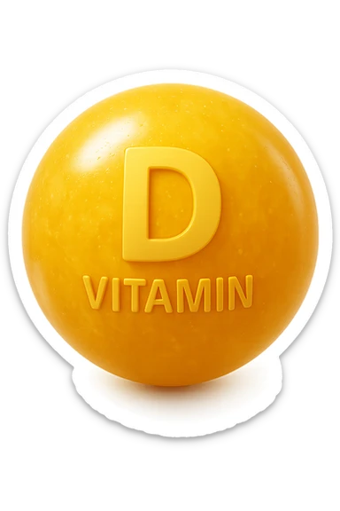 particella in 3d di Vitamina D gialla, iperrealistica in 3d sticker