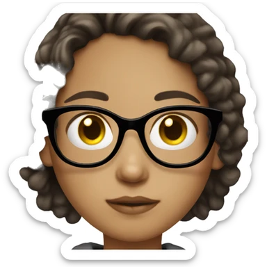 Brunette, light skinned with pale complexity girl wearing glasses  sticker