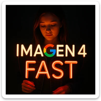 make a girl holding this sign, but sign in made of neon, also add fast below the sign sticker