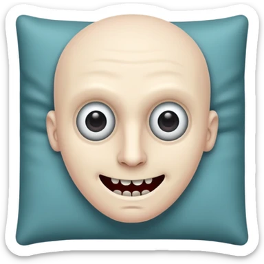 Paranoid insomniac man with creepy smile and wide eyes sticker