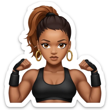 Mache mir ein Emoji mit Rihanna und ein grosser schwarzer Bodybuilding  sticker