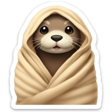 otter cozy in blanket sticker