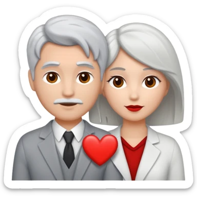 bonjour,
peux-tu générer un émoji d'un couple hétérosexuel, composé d'une femme blanche ayant les cheveux gris clair, accolée à un homme blanc avec les cheveux brun, le tout avec un cœur entre les 2 pour les lier
merci sticker