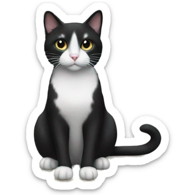 Black and white cat underneath the Christmas tree sticker