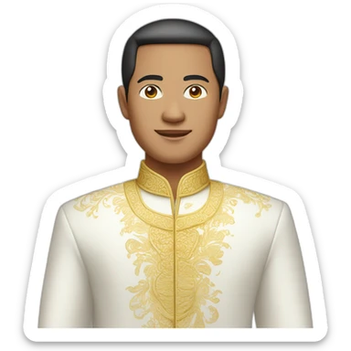 indonesian man in traditional white balinese suit sticker