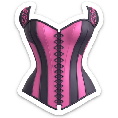 3D gothic corset with pink accents, vintage and dramatic sticker