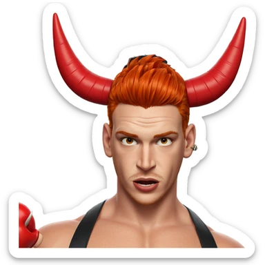 red-haired boy with horns sticker