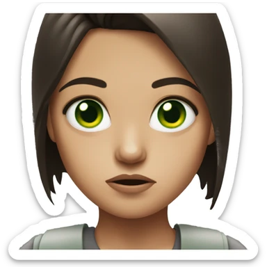 Angry brunette girl with green eyes sticker