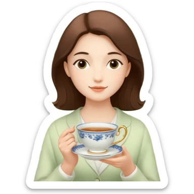 English garden tea time mood, soft afternoon light, porcelain teacup, subtle greenery, minimal premium body lotion, calm and elegant, no face, no text. sticker