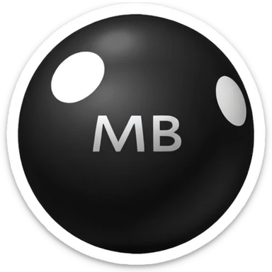 Black Ball with MB written on it sticker