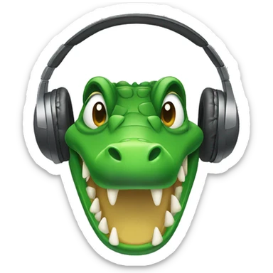 crocodile in headphones sticker
