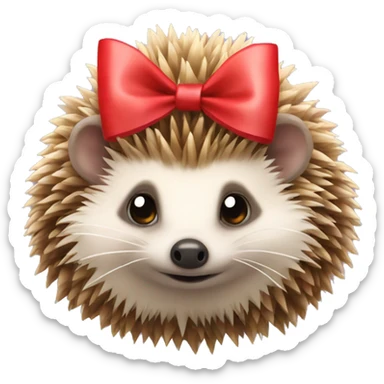 hedgehog with a bow on her head  sticker