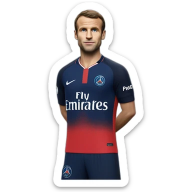 Macron avec un maillot du psg sticker