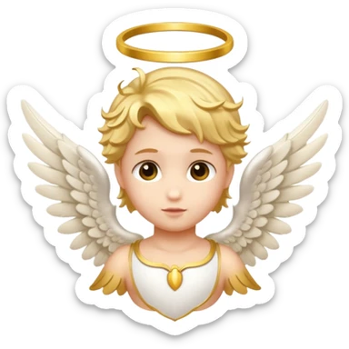 cupid head with wings and golden angel halo sticker