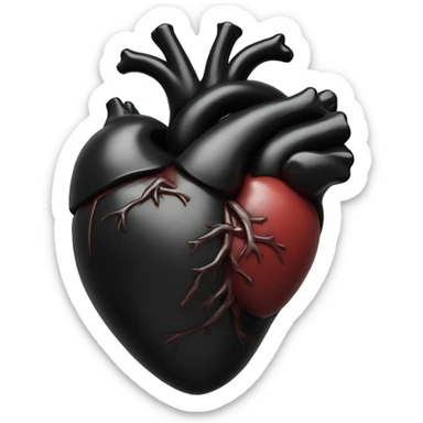 Black anatomical heart  sticker