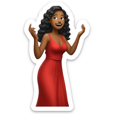 beautiful girl in a long red dress singing  sticker