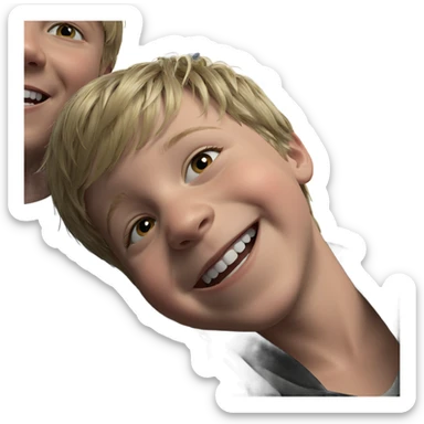 smiling blonde boy indoors sticker