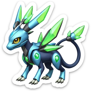  Exotic Futuristc Meloetta-Zygarde-Zeraora-Protogen-Dialga-Electrike-Palkia-hybrid-fusion-Fakémon-creature, full body sticker