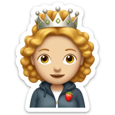 Emoji of Strawberry blonde woman pregnant wearing a cool jacket and crown  sticker
