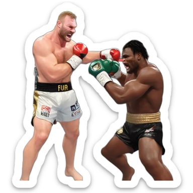 Francis ngannou knocking out tyson fury in abu dhabi sticker
