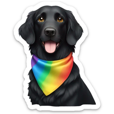 Black Flat coated retriever with rainbow bandana sticker