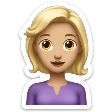 woman with blonde hair in purple dress with angel wings sticker
