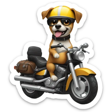 Dog with a mustache driving a motorcycle  sticker