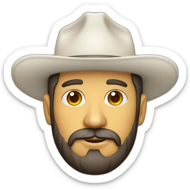 Hombre cachetón con barba y sombrero piel blanca sticker