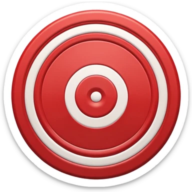 bullseye target with classic red and white rings, simple, centered, no text sticker