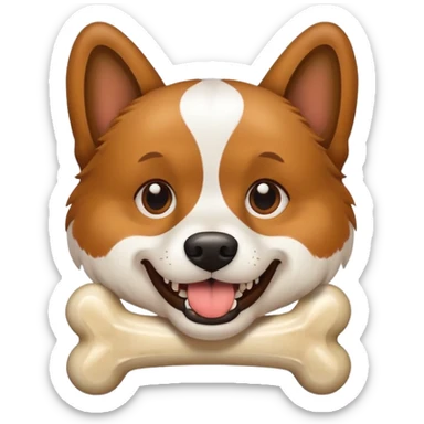 dog with a bone in its teeth sticker