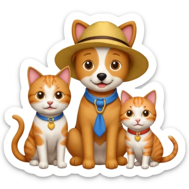 tour group with one dog and two cats sticker