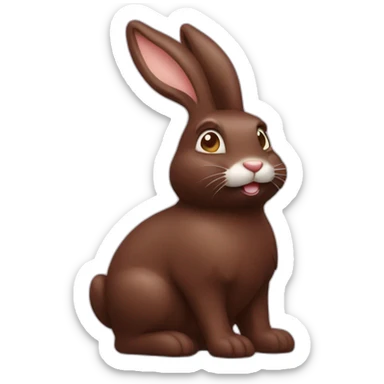 Chocolate rabbit with a bitten tail sticker