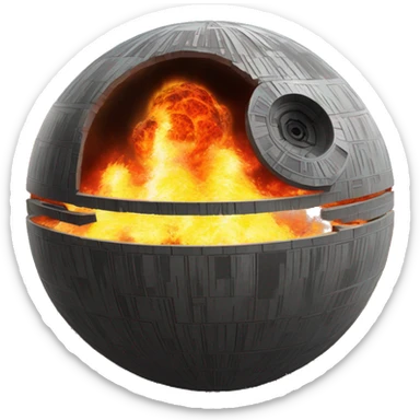 death star on fire sticker