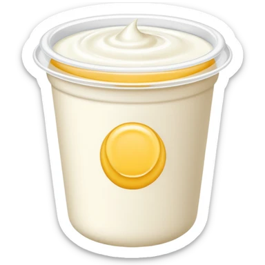 sealed yogurt cup with creamy surface hint. sticker