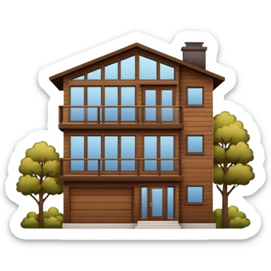 Make me a modern house with two floors, with big windows and brown wood panel on the outside sticker