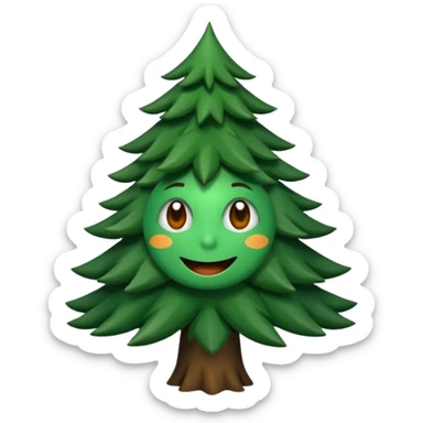 sapin avec des yeux noirs luisants, sourire en coin sticker