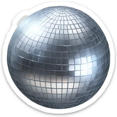 Realistic silver disco ball sticker