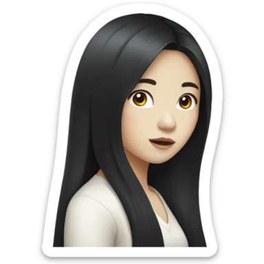 Pale korean girl with long black hair  sticker